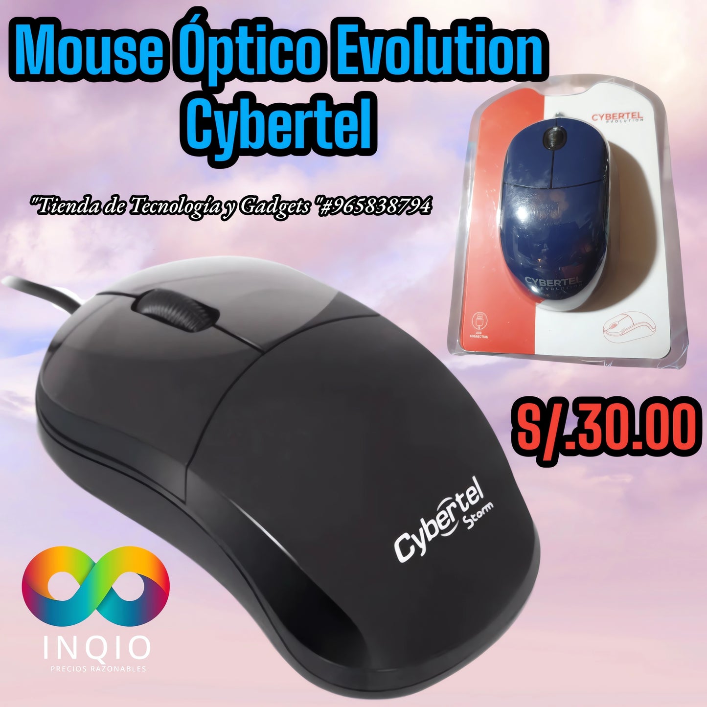 🖱️ MOUSE ÓPTICO EVOLUTION CYBERTEL USB – PRECISIÓN, COMODIDAD Y DURABILIDAD 🔥