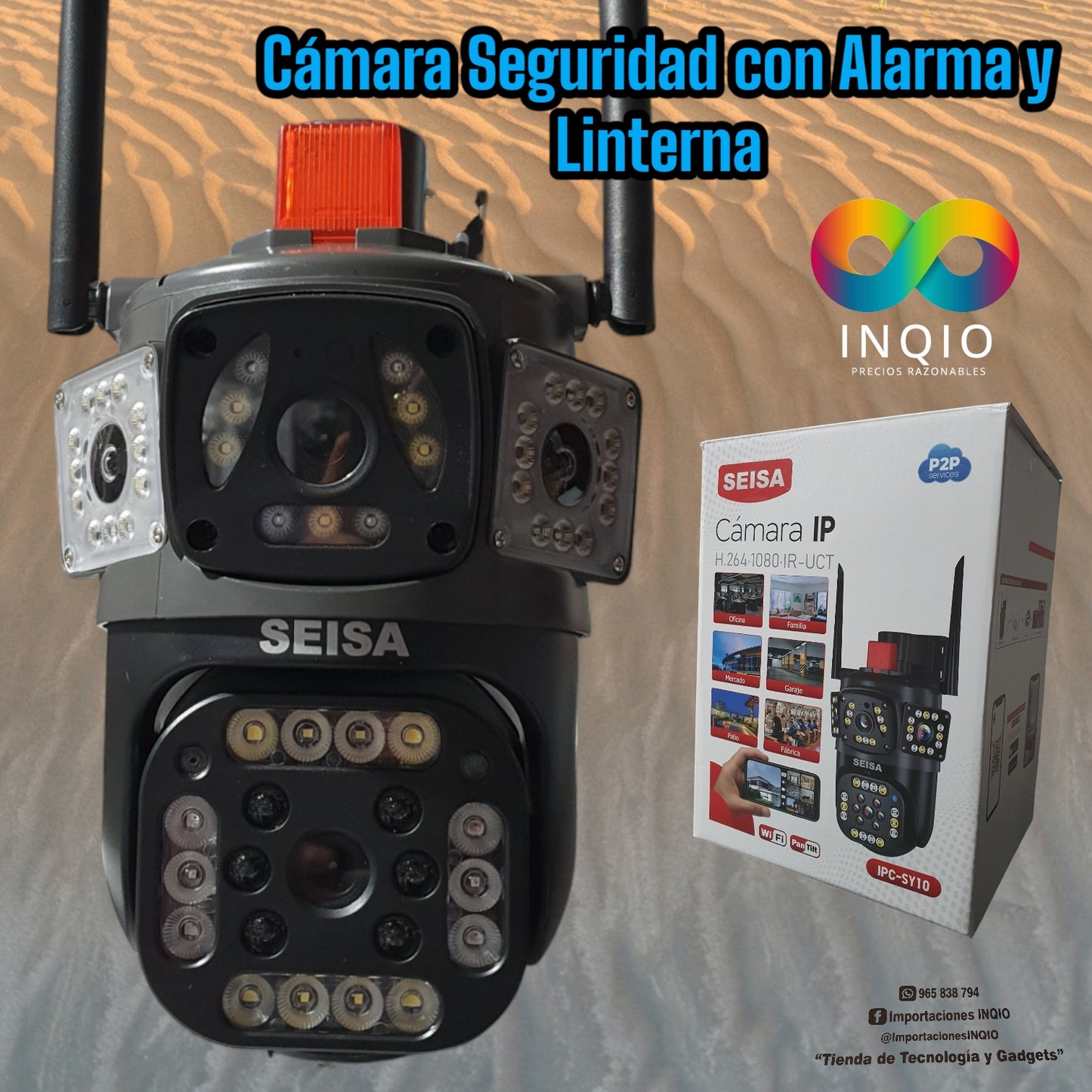 📷 CÁMARA DE SEGURIDAD 3 LENTES SEISA – MÁXIMA PROTECCIÓN SIN PUNTOS CIEGOS 🔥🏡