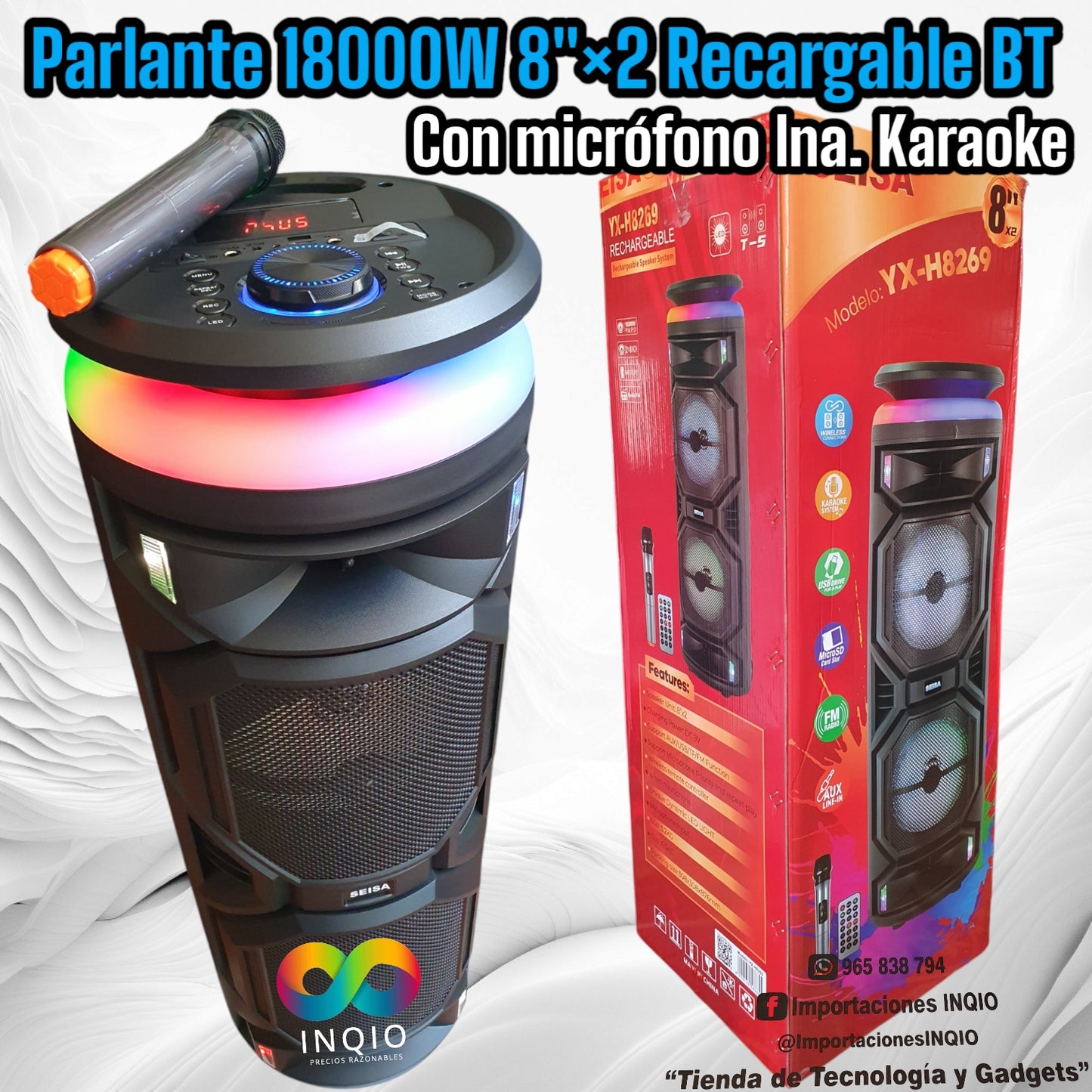 🔊 PARLANTE TORRE SEISA YX-H8269 – SONIDO POTENTE Y KARAOKE INTEGRADO 🔥🎶