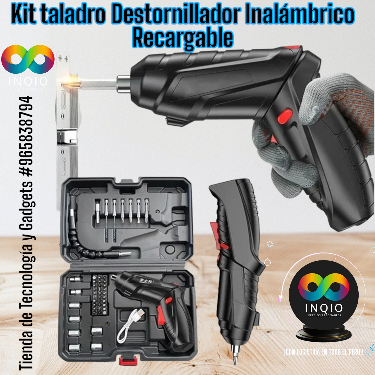 ⚡ KIT TALADRO DESTORNILLADOR ELÉCTRICO RECARGABLE – ¡POTENCIA Y PRECISIÓN EN TUS MANOS! 🛠️🔩