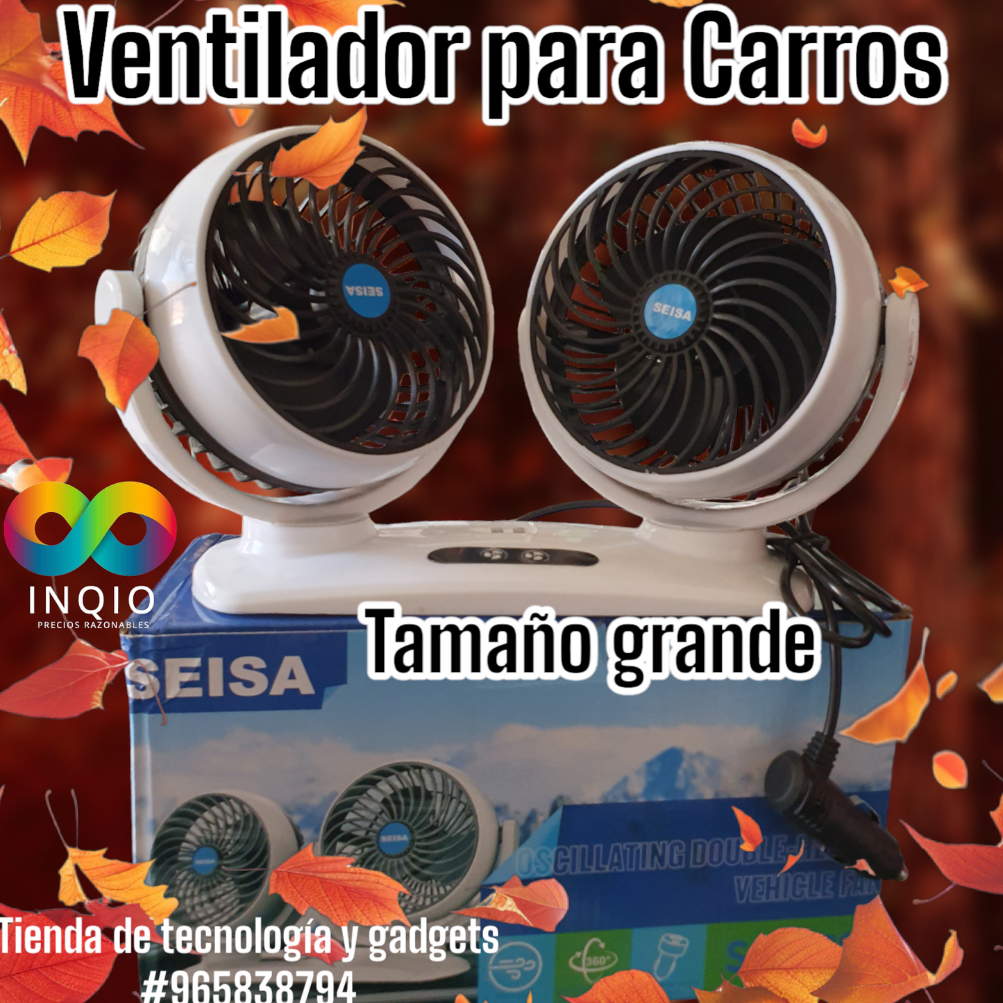 🌀 VENTILADOR DOBLE CABEZAL 360º PARA VEHÍCULOS – ¡FRESCURA EN TODAS LAS DIRECCIONES! 🚗✨