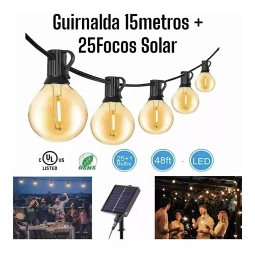 Guirnalda 25 Bombillas 15 Metros Led Vintage Jardin