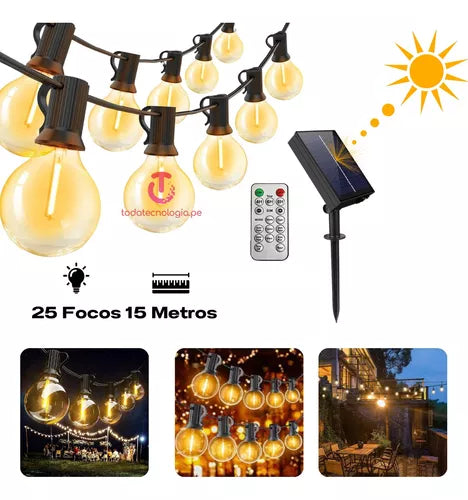 Guirnalda 25 Bombillas 15 Metros Led Vintage Jardin