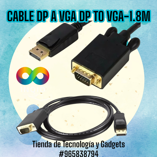 Cable DP a VGA DP TO VGA 1.8 Metros