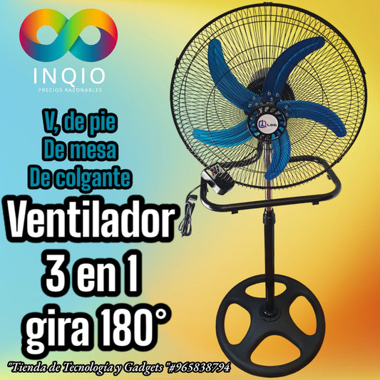 Ventilador eléctrico 3 en 1 18 pulgadas de pie, mesa y colgante