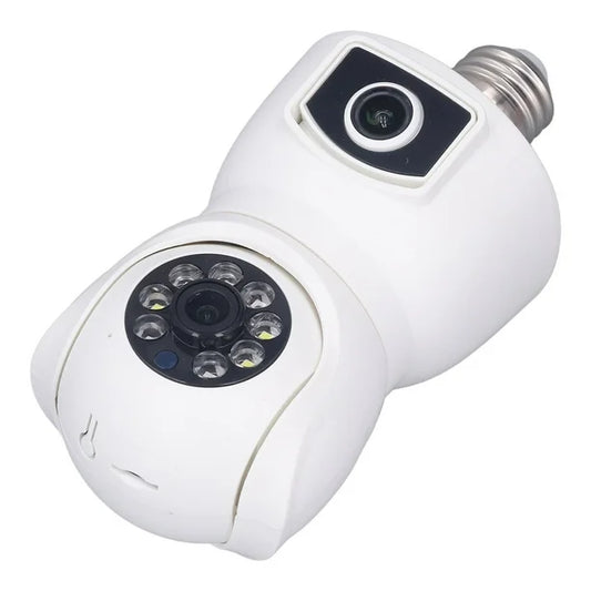 Cámara de seguridad con bombilla de alta definición de 2 MP, detección de movimiento a todo color, luz E27, alarma audible, 2 lentes, 110-240 V