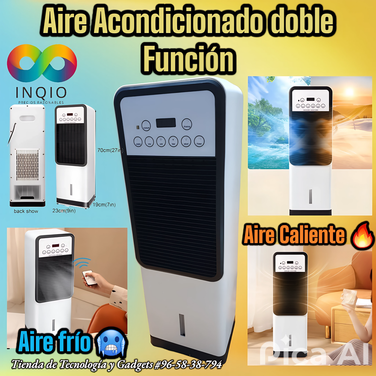 Calefactor eléctrico doble función, aire Caliente ó frío