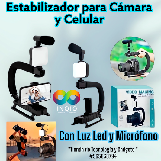 Kit Estabilizador de cámara y Celular con luz y micrófono AY49U