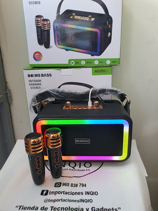 Parlante Karaoke Rgb con 2 micrófonos inalámbricos