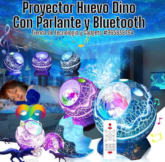 Proyector Huevo Dinosaurio con Parlante, bluetooth con control Remoto