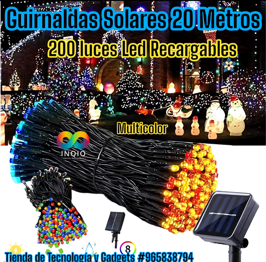 Guirnalda Solar 20Metros 200 Luces Led