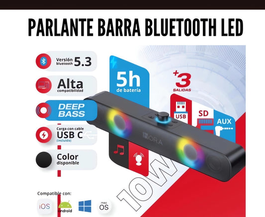 Parlante barra bluetooth Led