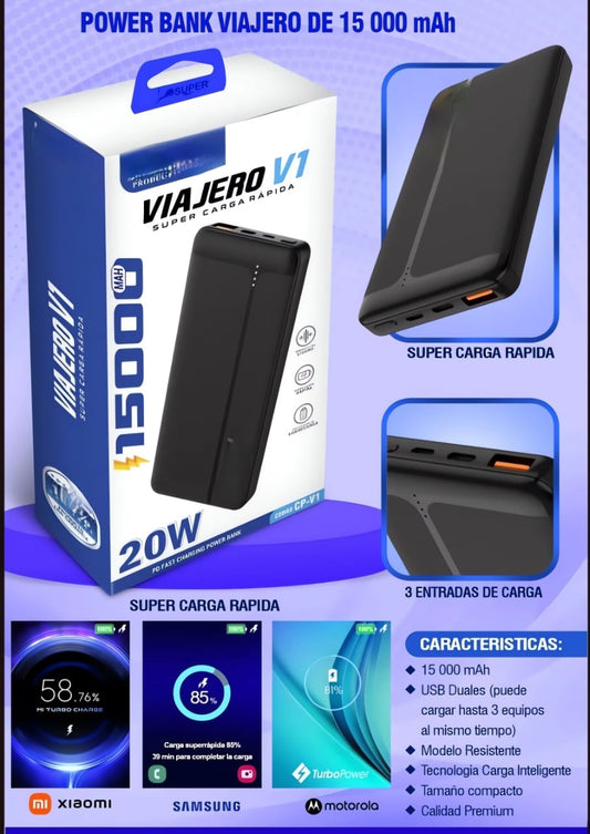 Power bank de 15000Mha de carga rápida