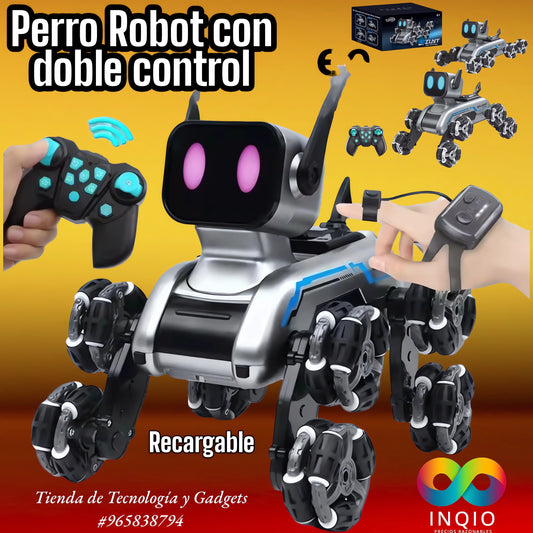 Perro robot futurista, inteligente con doble control Remoto, recargable