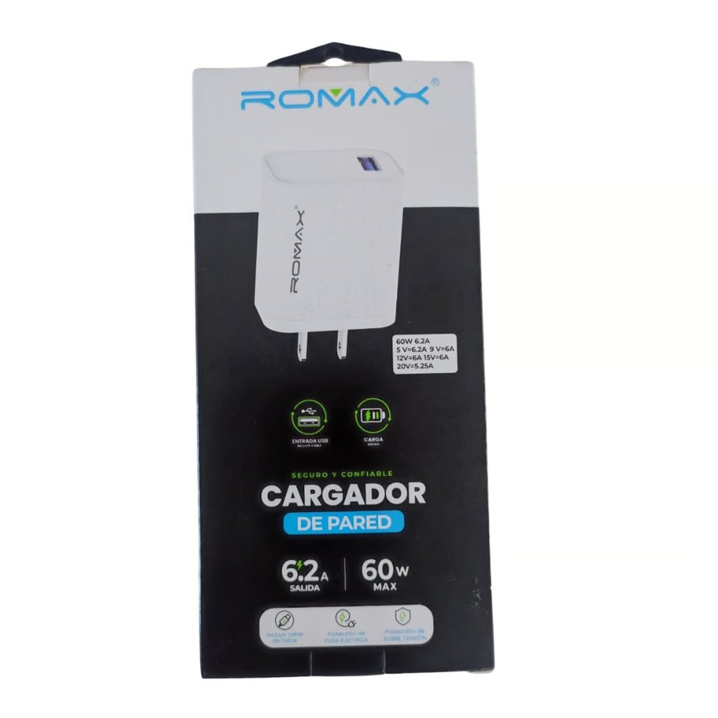 Cargador 60W incluye cable Micro USB Tipo V8