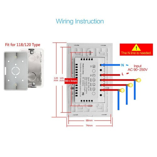 Interruptor de pared inteligente WS-US-02 EWeLink APP & Touch Control 2A